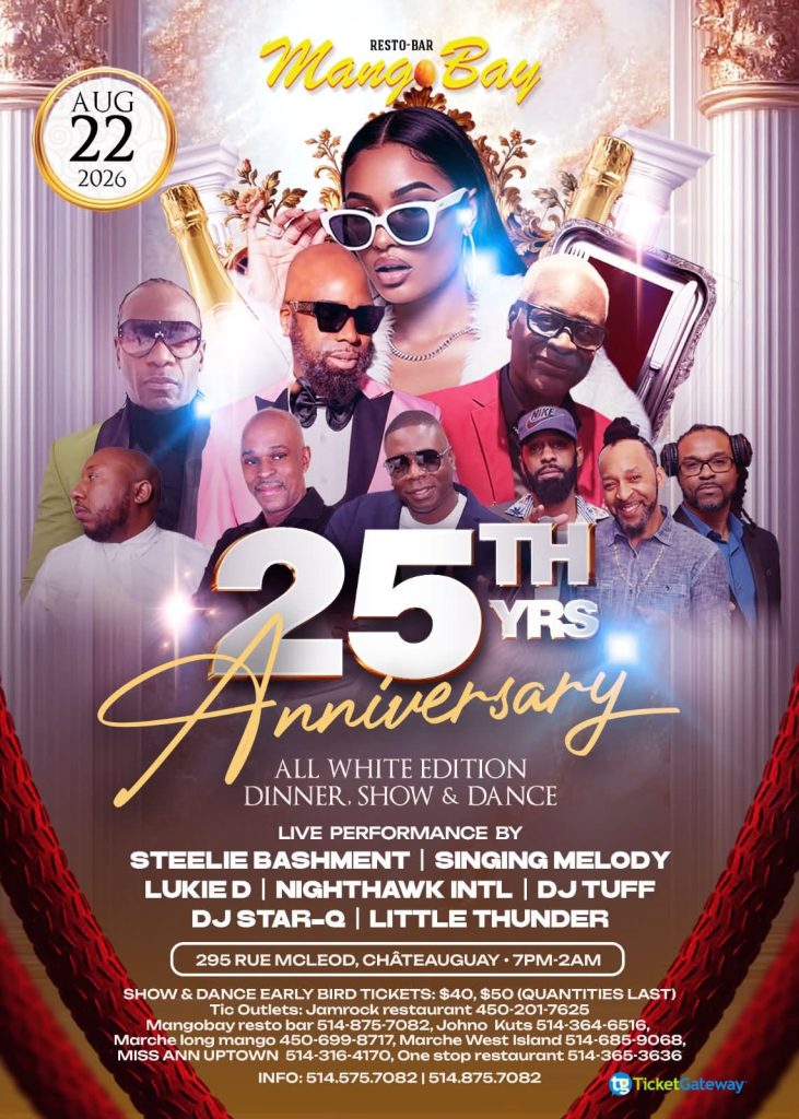 Mango Bay Presents – 25th Anniversary Celebration, with a show, dinner, and dance
