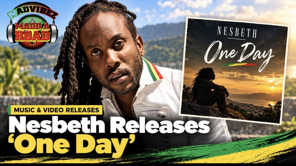 cover art for Nesbeth’s October 2026 single “One Day,” with the official Madd A Road Media logo at top-left.